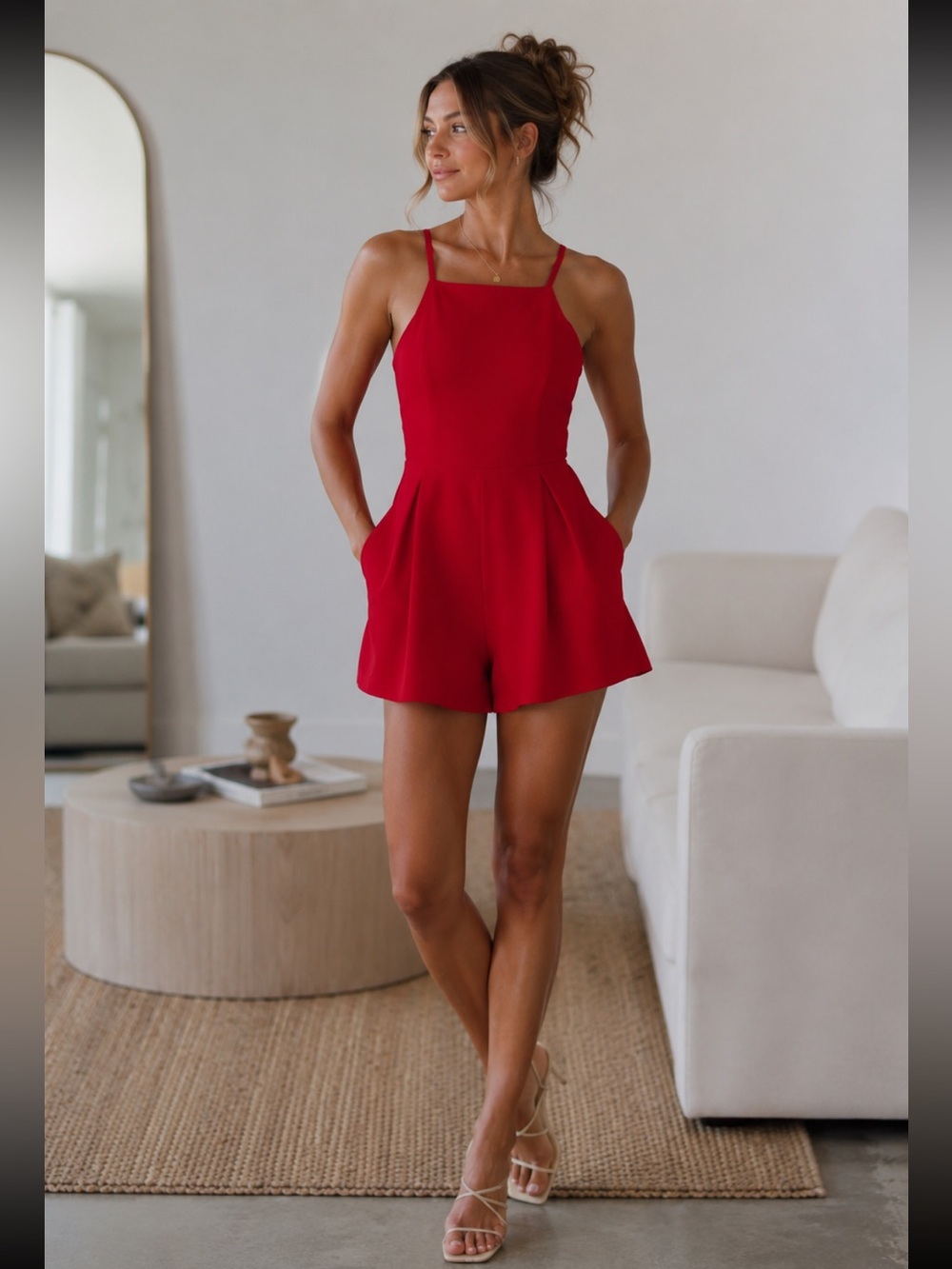 Lulu's Red Sleeveless Square-Neck Romper